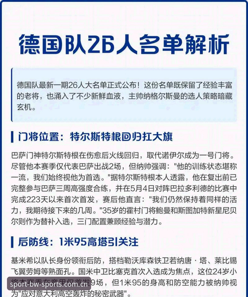德国队世界杯名单深度解析：诺伊尔归来与18岁新星崛起